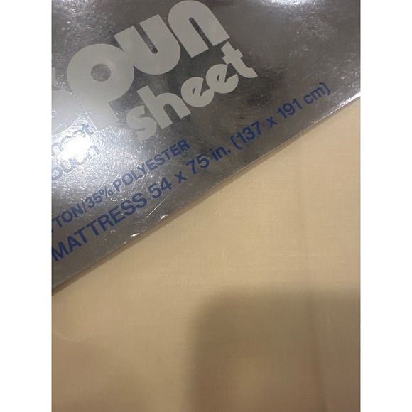 VTG Fieldcrest Dreamspun Sheet Full Size Fitted Beige Percale 65% Cotton Blend - Picture 3 of 5